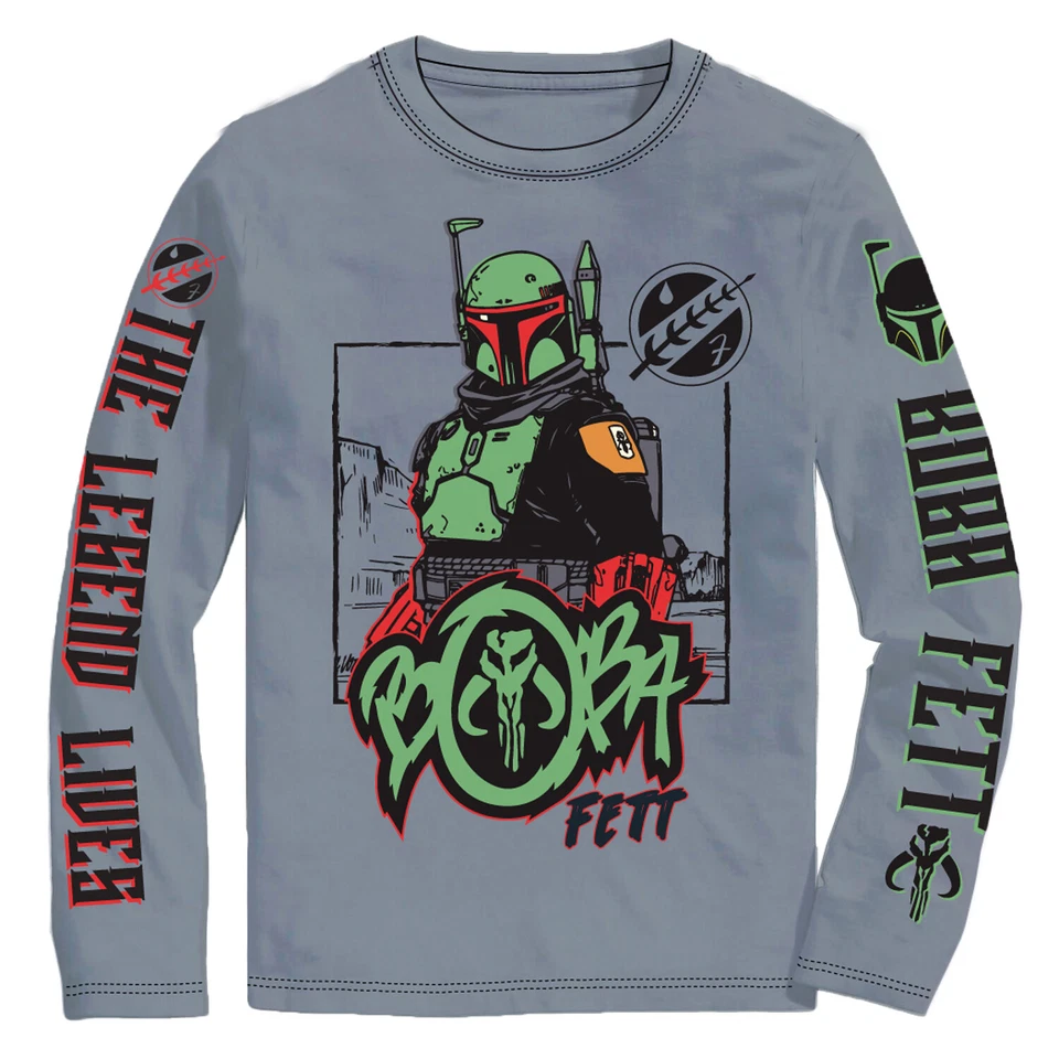 Star Wars Boba Fett Little and Big Boys Long Sleeve T Shirt Sizes 6-16 - Image 1 of 1