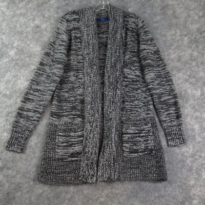 Apt 9 Suéter Mujer Grande Gris Negro Cárdigan Frente Abierto Mangas Largas Bolsillos Foto 1 de 4
