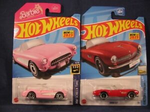 2023 Hot Wheels Barbie 1956 Pink Corvette #183 & Red BMW 507 #120