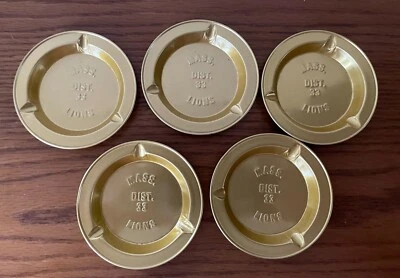 Vintage Massachusetts Lions District.33 Metal Gold Color Ashtray 5 Piece Set. - Image 1 of 4