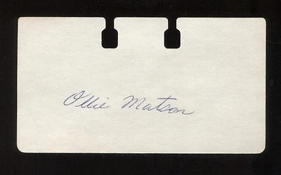 Tarjeta firmada por Ollie Matson autografiada corte de fútbol americano firma índice papel tarjeta Foto 1 de 2