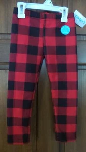 CARTER'S Kid ~ Red & Black Buffalo Plaid Leggings Fuzzy on inside ~ Girl's 4 NWT - Picture 1 of 2