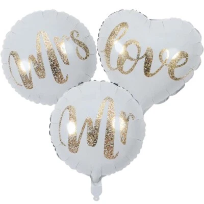 Wedding Balloon Anniversary Party Decoration Mrs Mr Love Heart Balloon 18" 3pcs - Image 1 of 4