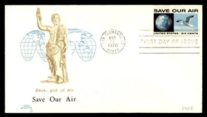 Mayfairstamps US FDC 1970 Save Our Air Earth Bird Flying Zeus First Day Cover aa - Picture 1 of 2