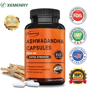 Ashwagandha 3300mg - Maximale Stärke, Stress Angst Immun - mit schwarzem - Bild 1 von 12