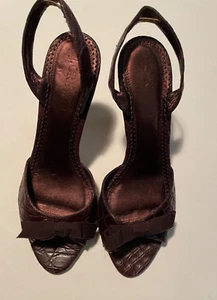 Vintage J Crew echt Krokodil Slingback Peeptoe Schleife bei Vamp Pumps Gr. 8 - Bild 1 von 11