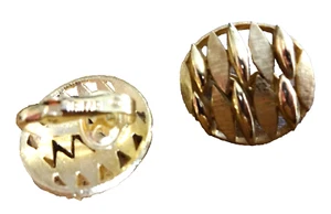 Trifari Brush & Gloss on Button Style Gold Tone Vintage Clip On Earrings - Picture 1 of 4