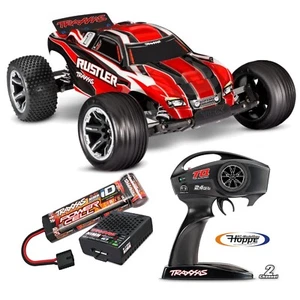 TRAXXAS # TRX37054-8RED Rustler 1/10 2WD Truggy RTR Brushed +Akku und 4A Lader - Bild 1 von 6