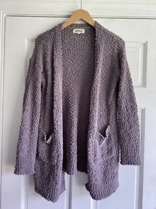 Cárdigan suéter con textura de palomitas de maíz BG26 Listicle frente abierto para mujer pequeño - Imagen 1 de 3