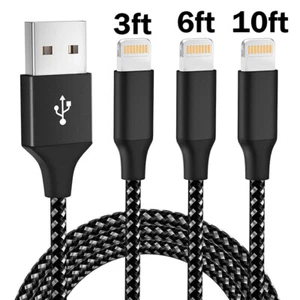 3 Pack Fast Charger Cable Heavy Duty For iPhone 13 12 11 X XR 8 7 Charging Cord - Picture 1 of 9