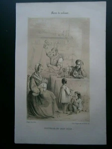 Gravure satyrique humoristique 19°:  l'ouvrier et son fils - Bild 1 von 2