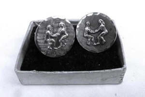 Vtg 925 Silver Cufflinks, Couple Dancing - Picture 1 of 6