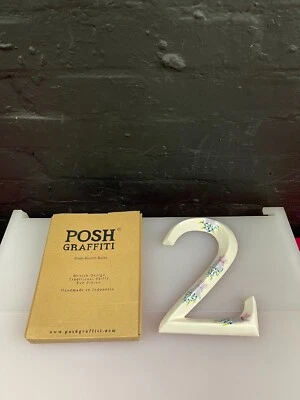 POSH GRAFFITI Decorative Floral Wooden Number 2 Measures 9 Inch - Image 1 of 4