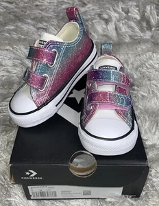 Converse Infant CTAS OX 2V AC Glitter Sneaker Size 4 Style A00391C New - Picture 1 of 10