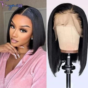 Straight Bob Wig Lace Front Human Hair Wig For Black Women Transparent Brazilian - Bild 1 von 15