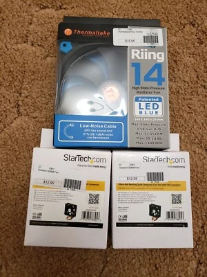 Thermaltake Ring 14 140mm Circular LED Ring Case FAN Blue, Plus 2- 92MM Fans - Image 1 of 4