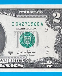 April 27, 1960 : I 04271960 A BIRTHDAY Note $2 Two Dollar Bill *UNC* - Picture 1 of 3