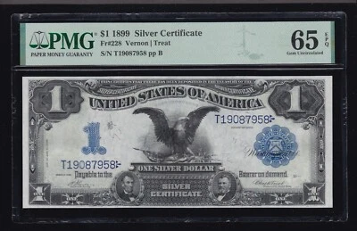 US 1899 $1 Silver Certificate Vernon/Treat FR 228 PMG 65 EPQ Gem CU (958) - Image 1 of 2
