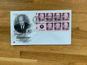USA US 1972 FDC ART CRAFT BOOKLET PANE x 7 DWIGHT D EISENHOWER 8 CENT MAIL EARLY - Picture 1 of 1