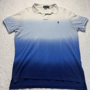 Polo Ralph Lauren Para Hombre Calce Personalizado Azul Ombre Tinte por Inmersión Polo Talla XL - Imagen 1 de 10