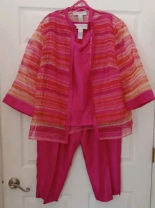 Sag Harbor Women's Fuschia 3-Piece Polyester Pant Suit Set Size 20W - Picture 1 of 10