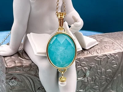 Colgante de piedras preciosas de amazonita 925SS/YGP TAGLIAMONTE (3615P-Amazonita)*Reg. $200 Foto 1 de 4