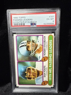 1980 Topps - Passing Leaders Roger Staubach, Dan Fouts #331 - Image 1 of 2