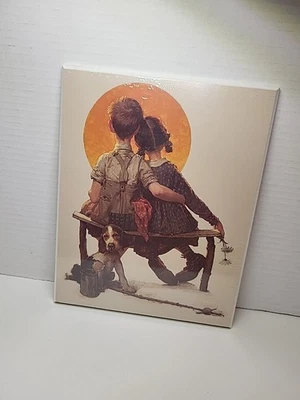 Vintage Norman Rockwell Little Spooners Estampas Artíssimo em Madeira Selada - Imagem 1 de 2