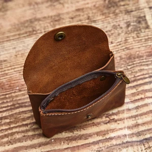 Cartera monedero de cuero genuino de colección con doble bolsillo pequeña para tarjetas - Imagen 1 de 8