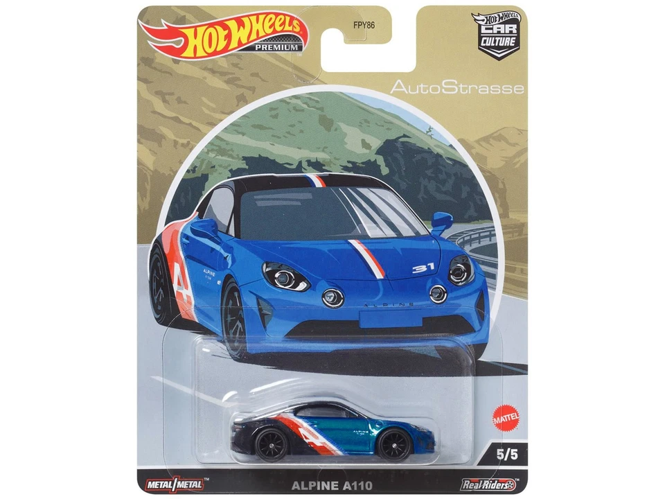 Hotwheels HCK17 Alpine A110 Blue Metallic and Black with Graphics "Auto Strasse" - Image 1 of 1