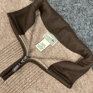 LL Bean Pullover Herren LT Tall Merino Lammwolle Strick braun 1/4 Zip  - Bild 1 von 6