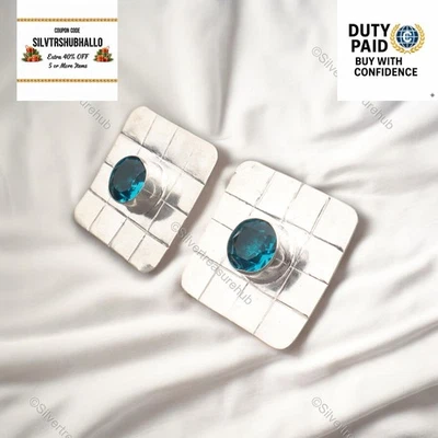 磷灰石通道套装周年纪念妻子耳环珠宝首饰 925 纯银 — 第 1/4 张图片