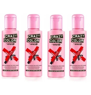 Crazy Color Semi Permanent Hair Colour  100ml  Fire - Red - Pack of 4 - Image 1 of 4