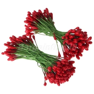 100x Berries Artificial Flower Double Sided Wedding Favor Cards Xmas Decor Craft - Picture 1 of 6