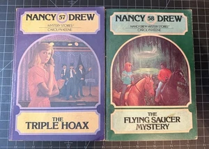 Lot Of 2 Nancy Drew: 57 Triple Hoax & 58 The Flying Saucer Mystery PB - Picture 1 of 16