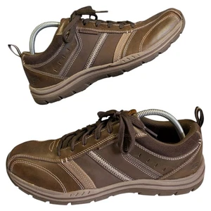 Zapatos de cuero Skechers para hombre calce relajado espuma viscoelástica talla Uk 9 marrón tostado informales - Imagen 1 de 24