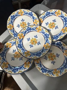5pc Sur La Table Bowls Blue White Floral DW Safe Melamine Cereal Salad 10in - Picture 1 of 8