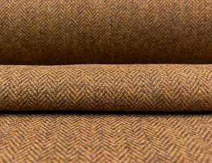 6.375 yd Anzea Limerick Belfast Orange Brown Wool Herringbone Upholstery Fabric - Picture 1 of 12