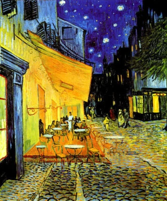 CAFE TERRACE AT NIGHT STARS PARIS 1888 IMPRESSIONIST PAINTING BY VAN GOGH REPRO - Image 1 of 3