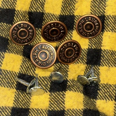 5 Lot Polo Ralph Lauren New Jeans Replacement Metal Button Stud Tack Snap Rivet - Image 1 of 4