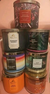 Empty 3 Wick Candle Jars Lot of 7 With Lids White Barn Bath And Body Works Glass - Picture 1 of 8