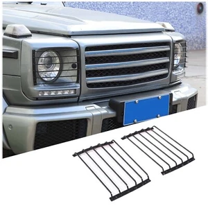 Steel Car Headlight Grill Cover Lampshade Protect Trim For Benz G-Class 2007-18 - Picture 1 of 10