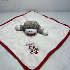 Baby Starters Sock Monkey Plush Dream Big Little One Satin Blanket Rattle Lovey - Picture 1 of 4
