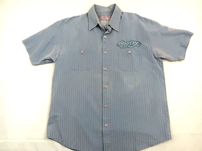 Thor MX Shirt Men's Size XL Polycotton Short Sleeve Button Up Grey Striped - image 1 of 4