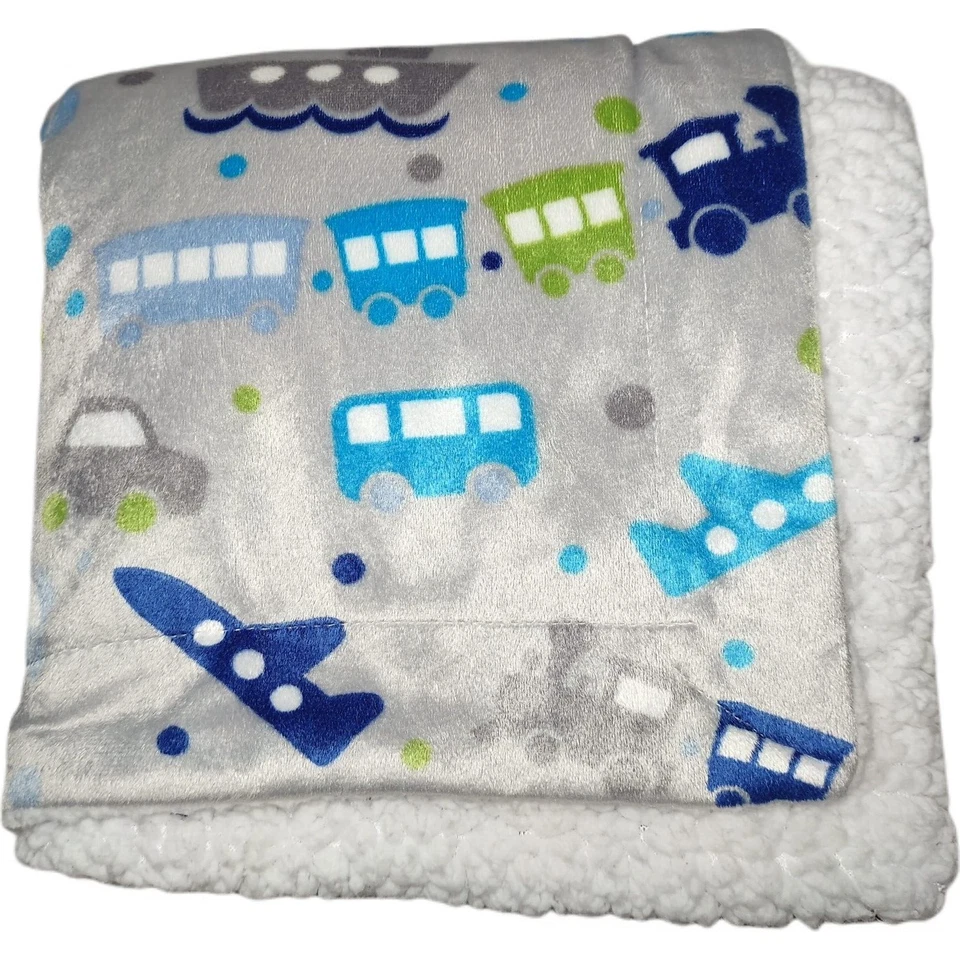 RUNT 1478 Gris Plata Bebé Tren Avión Barco Manta Blanco Sherpa Coche Azul Verde Foto 1 de 3