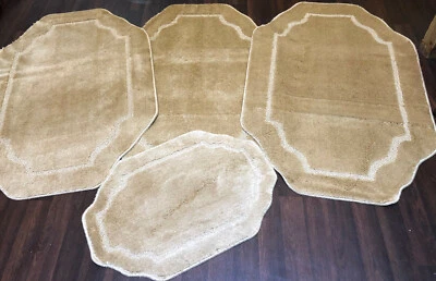 RUGWORLD XX ROMANY GYPSY LAVABILE SET COMPLETO DI 4PZ TAPPETINI/TAPPETI BEIGE-ORO ANTISCIVOLO NUOVI 2022