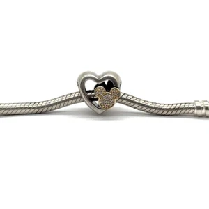 PANDORA DISNEY MICKEY AND MINNIE MOUSE LOVE ICONS SILVER WITH 14K GO (EPJ027066) - Picture 1 of 6
