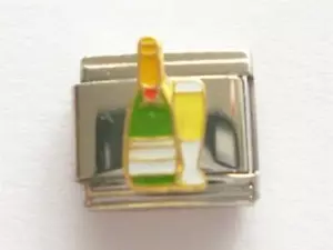 I LOVE WINE BOTTLE GLASS ITALIAN CHARM fits all 9mm Italian bracelets SC14 - Picture 1 of 1
