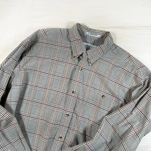 Orvis Men's Lodge Heavy Weight Flannel Shirt Size L Plaid Cream Brown Rust - Picture 1 of 11