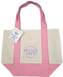 NWT Trader Joe's Pastel Mini Canvas Tote Bags 2025 LIMITED EDITION PINK PASTEL - Picture 1 of 1